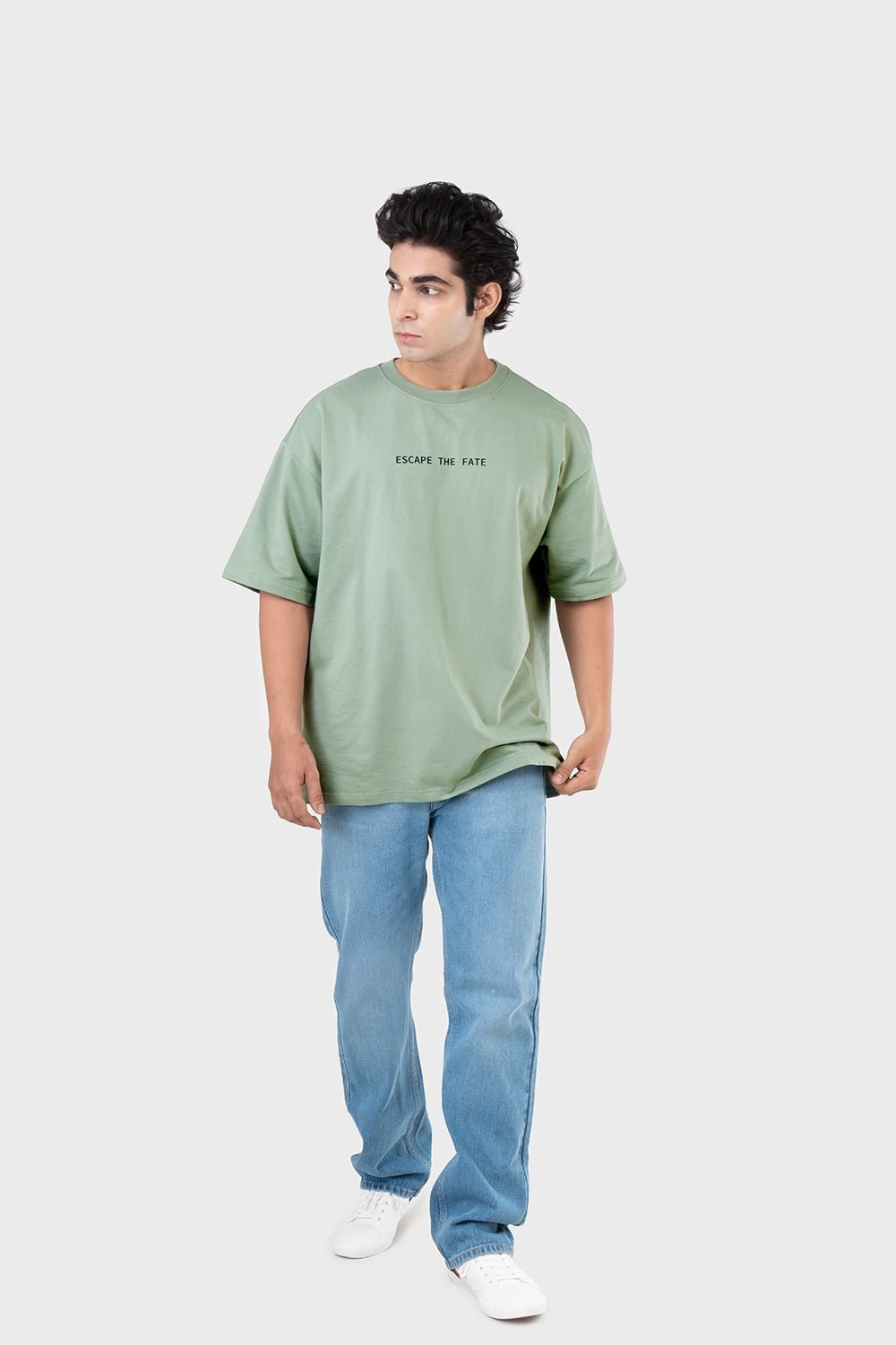 Men's Oversized Drop Shoulder T-Shirt - HIP HOP in Color Sage green
