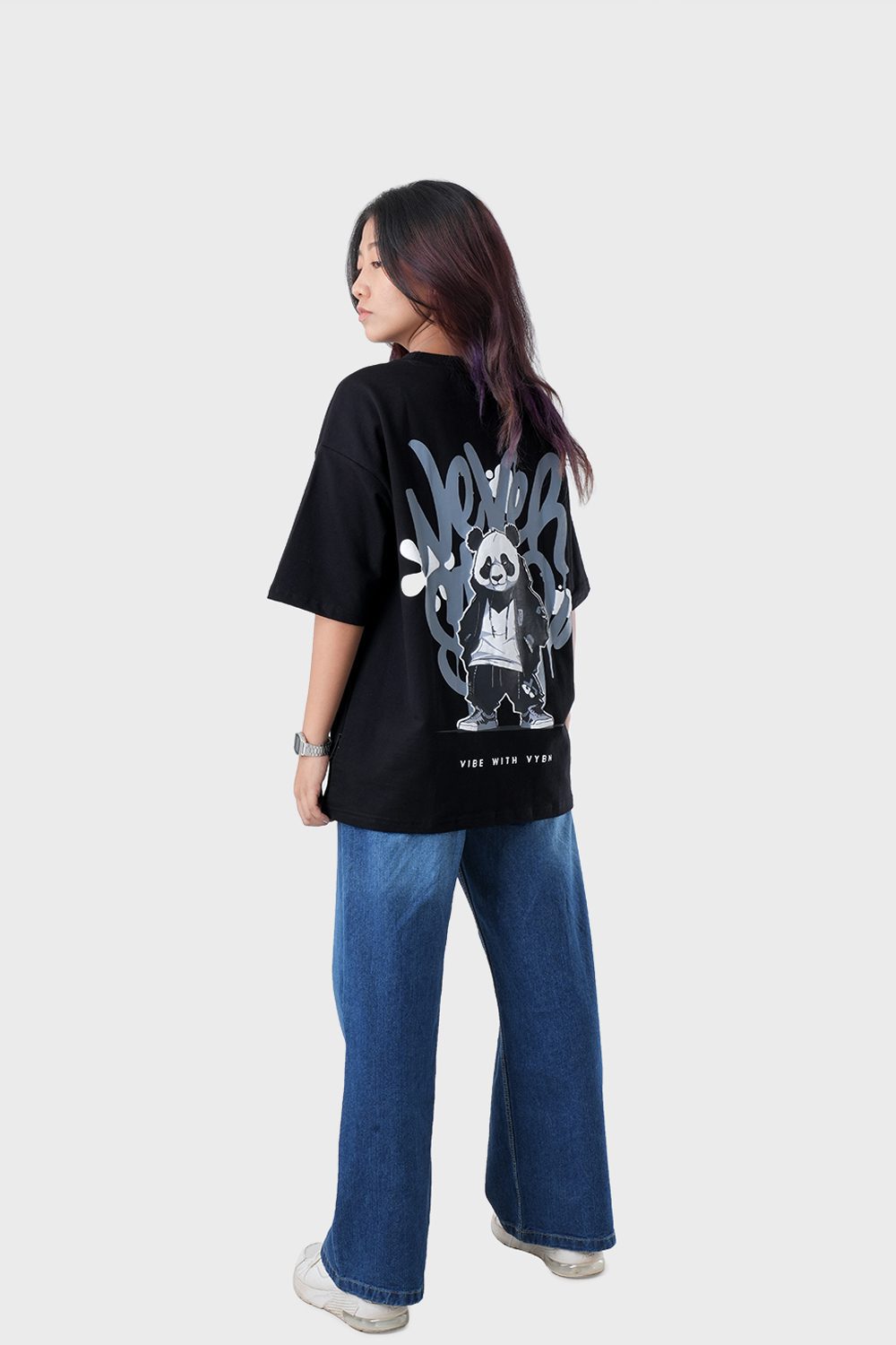 Women's Oversized Drop Shoulder T-Shirt - HIP HOP in Color Black
