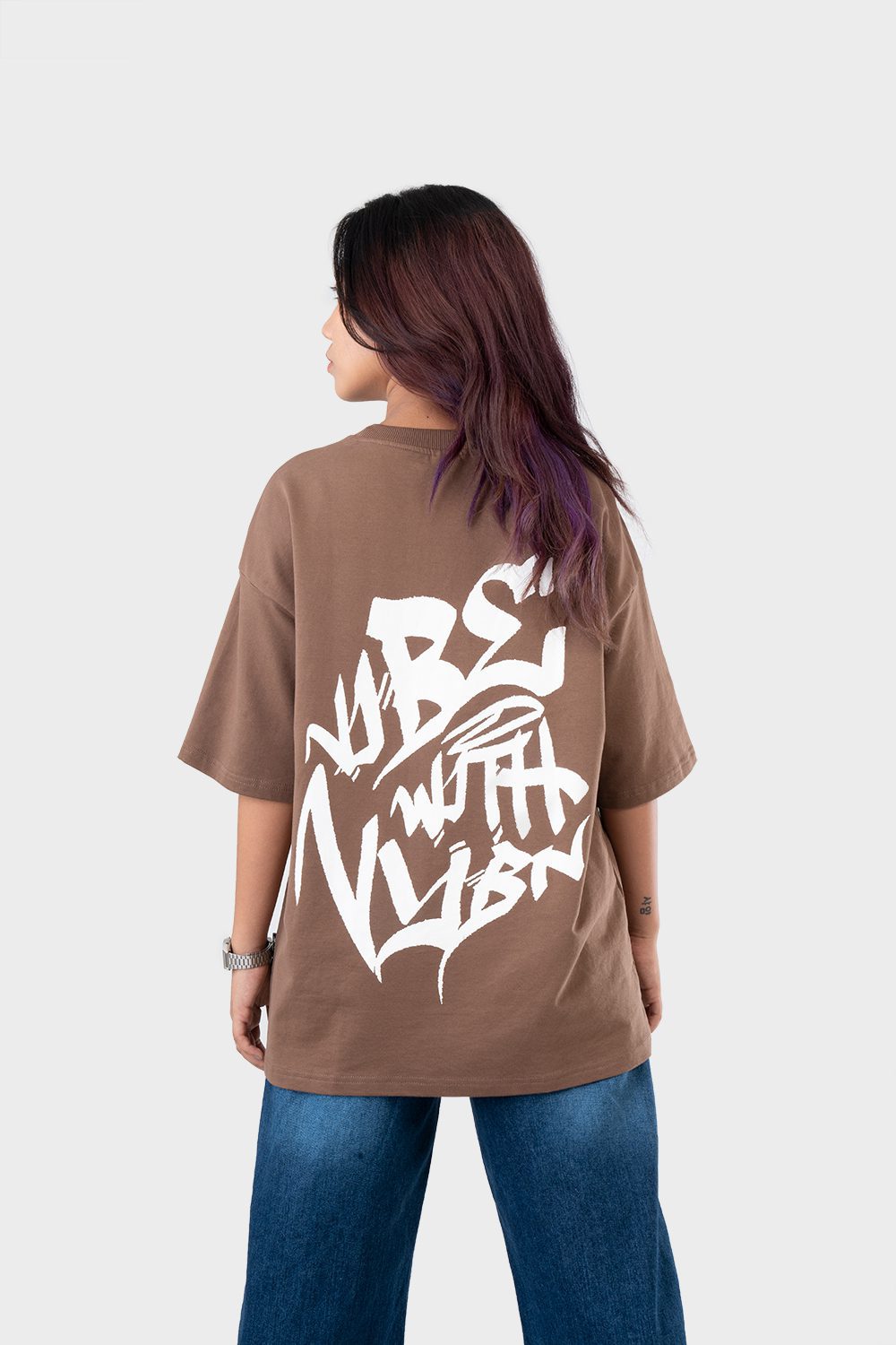 Women's Oversized Drop Shoulder T-Shirt - HIP HOP in Color Brown