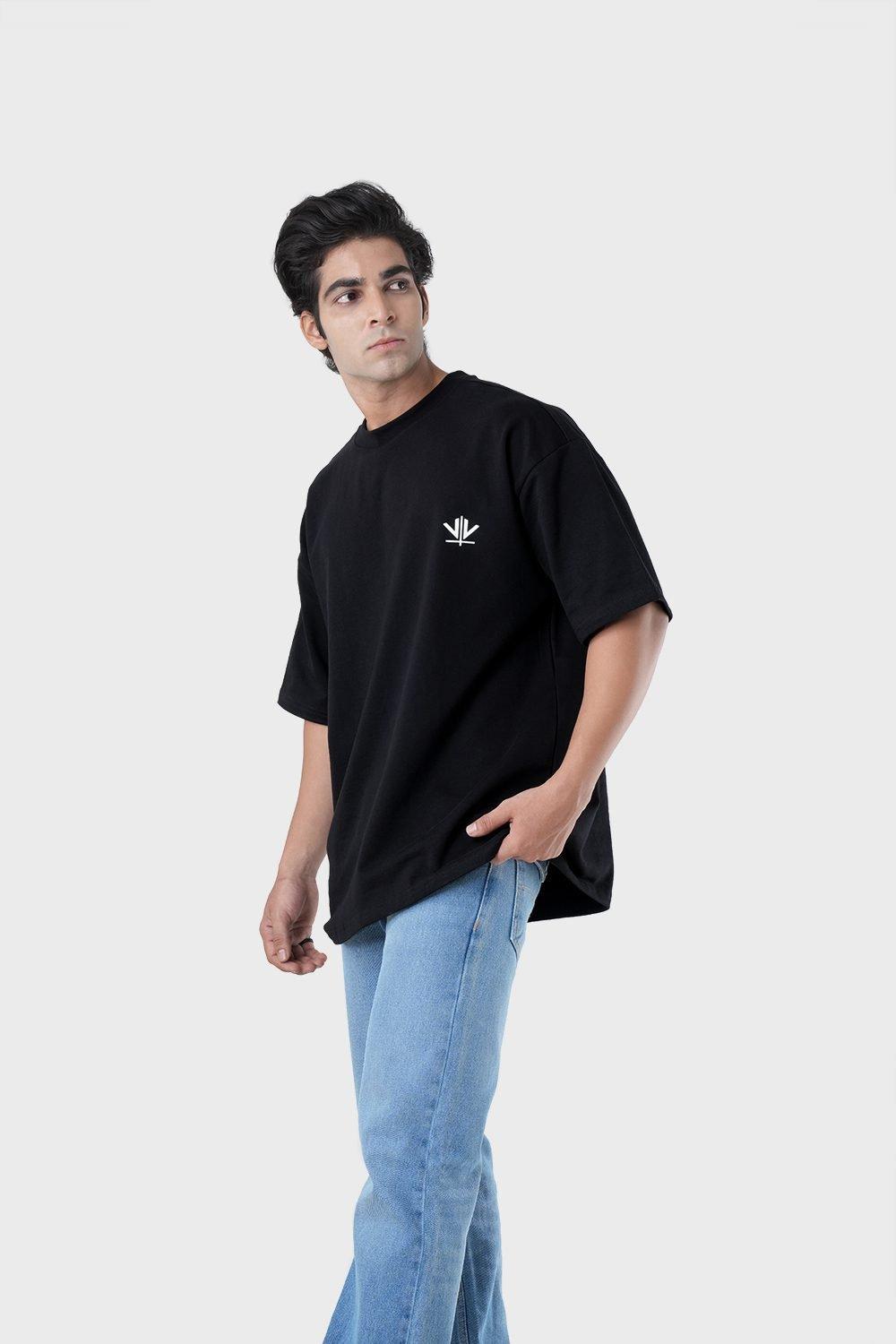 Men's Oversized Drop Shoulder T-Shirt - HIP HOP in Color Black