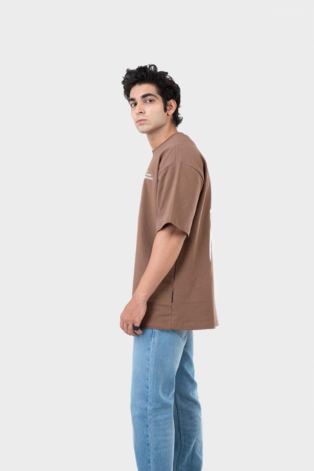 Men's Oversized Drop Shoulder T-Shirt - HIP HOP in Color Brown