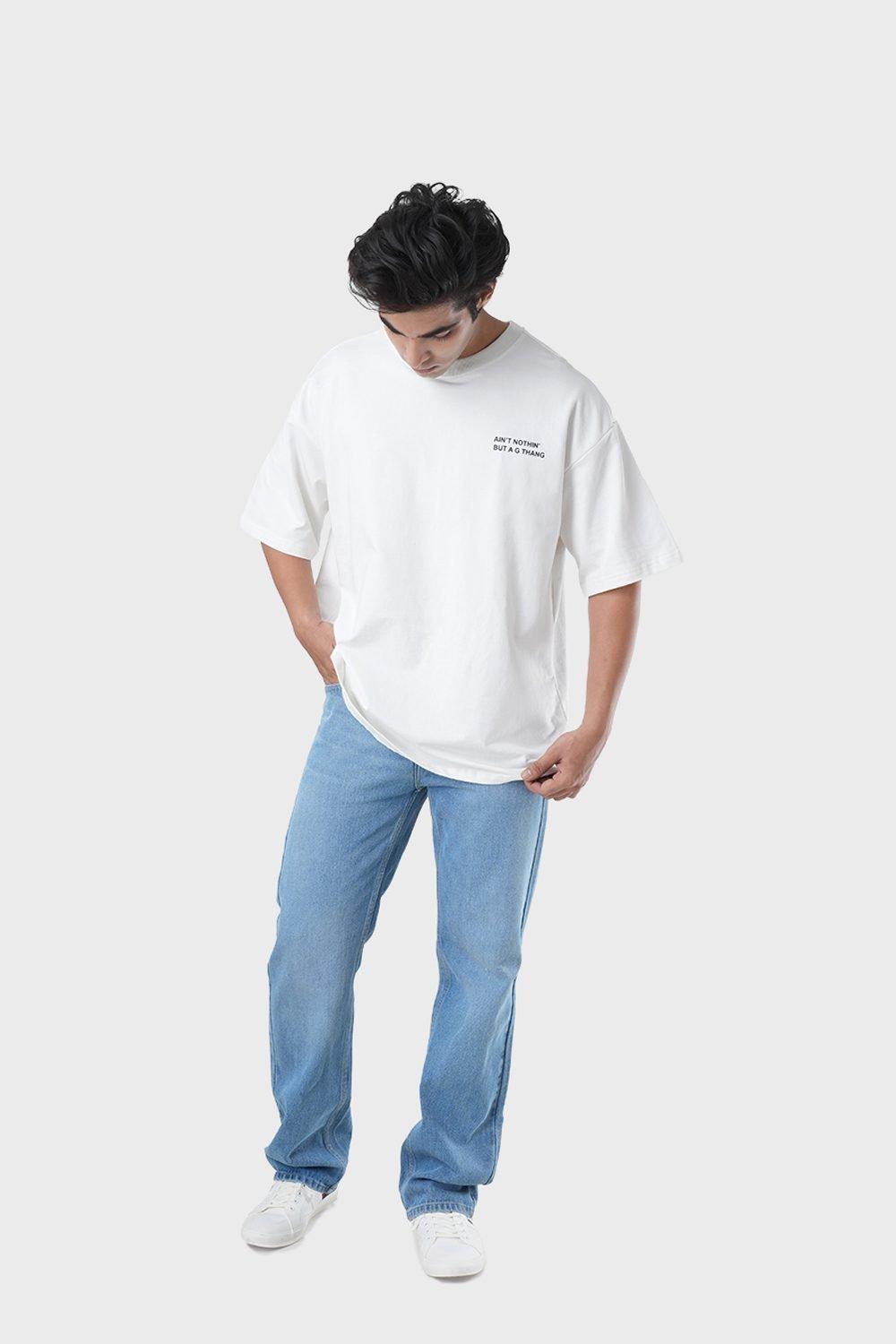 Men's Oversized Drop Shoulder T-Shirt - HIP HOP in Color Off white