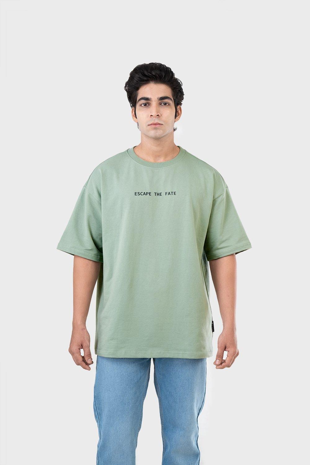 Men's Oversized Drop Shoulder T-Shirt - HIP HOP in Color Sage green