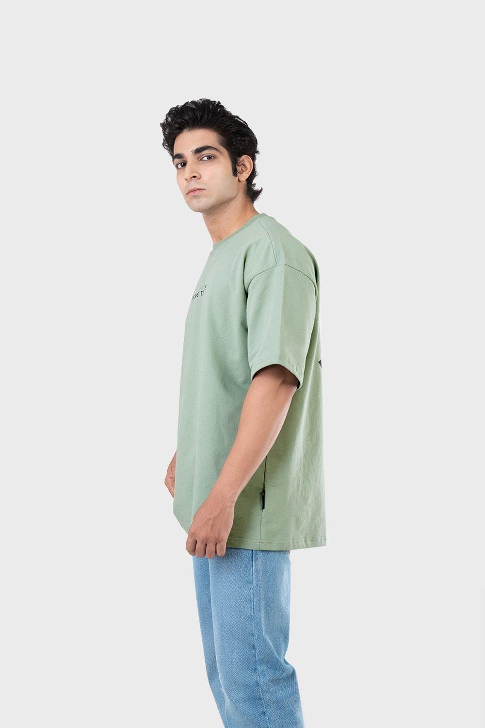 Men's Oversized Drop Shoulder T-Shirt - HIP HOP in Color Sage green