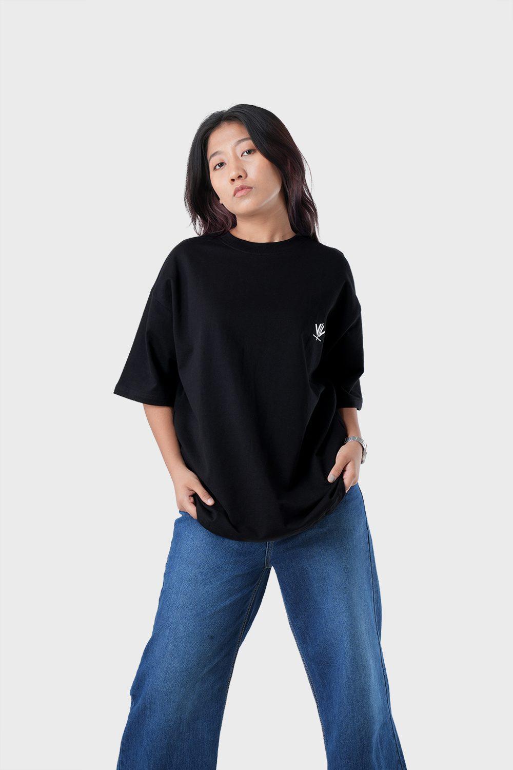 Women's Oversized Drop Shoulder T-Shirt - HIP HOP in Color Black