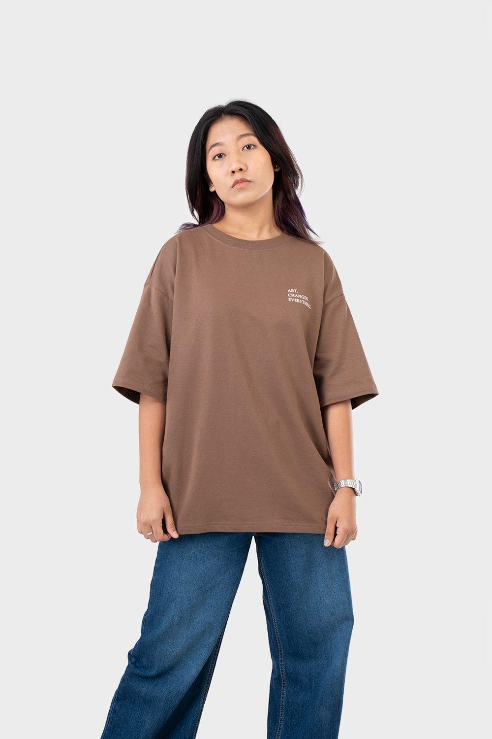 Women's Oversized Drop Shoulder T-Shirt - HIP HOP in Color Brown