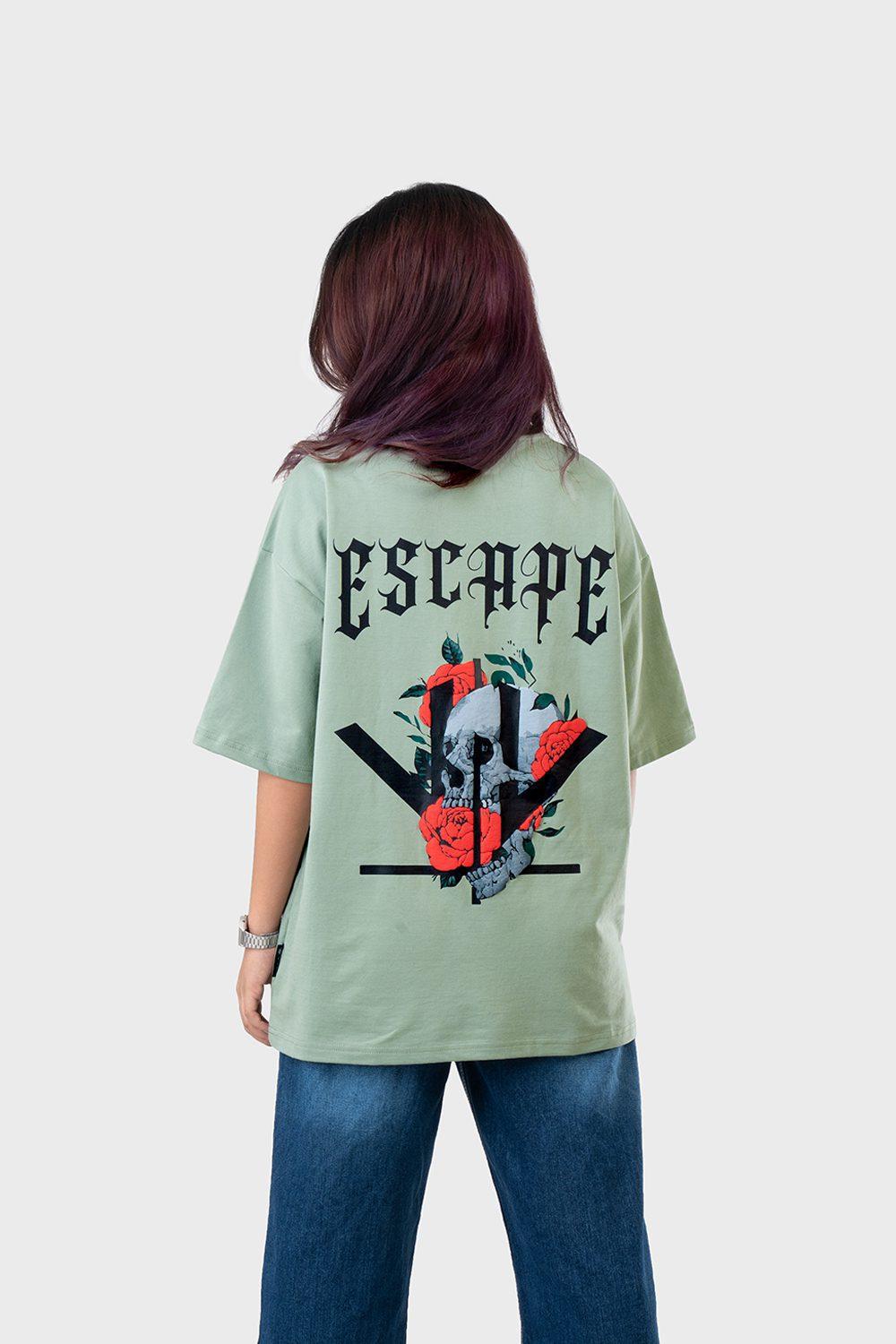 Women's Oversized Drop Shoulder T-Shirt - HIP HOP in Color Sage Green