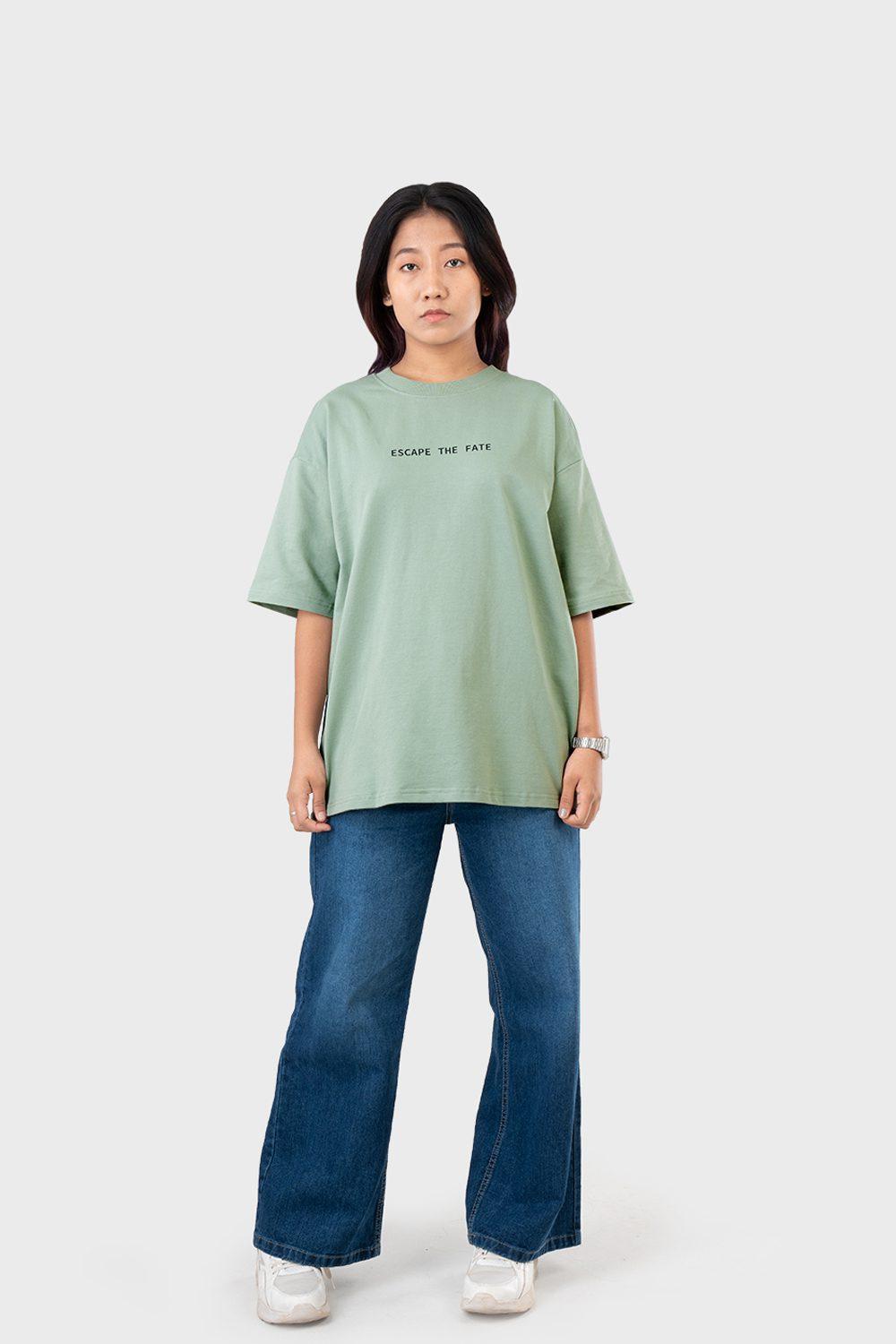 Women's Oversized Drop Shoulder T-Shirt - HIP HOP in Color Sage Green