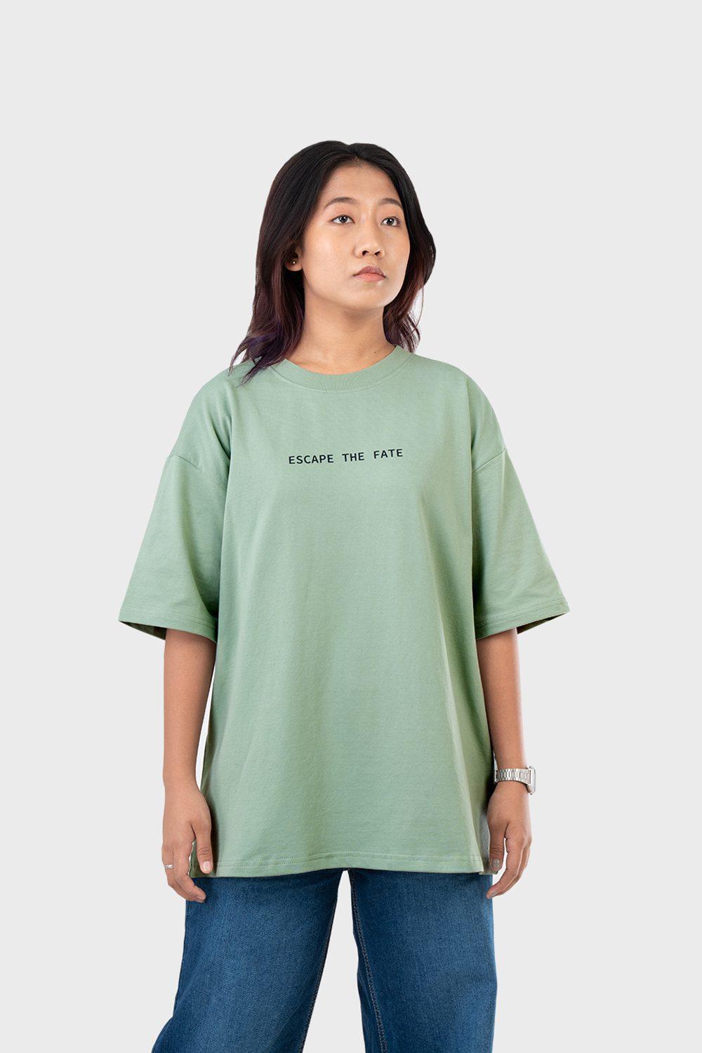 Women's Oversized Drop Shoulder T-Shirt - HIP HOP in Color Sage Green