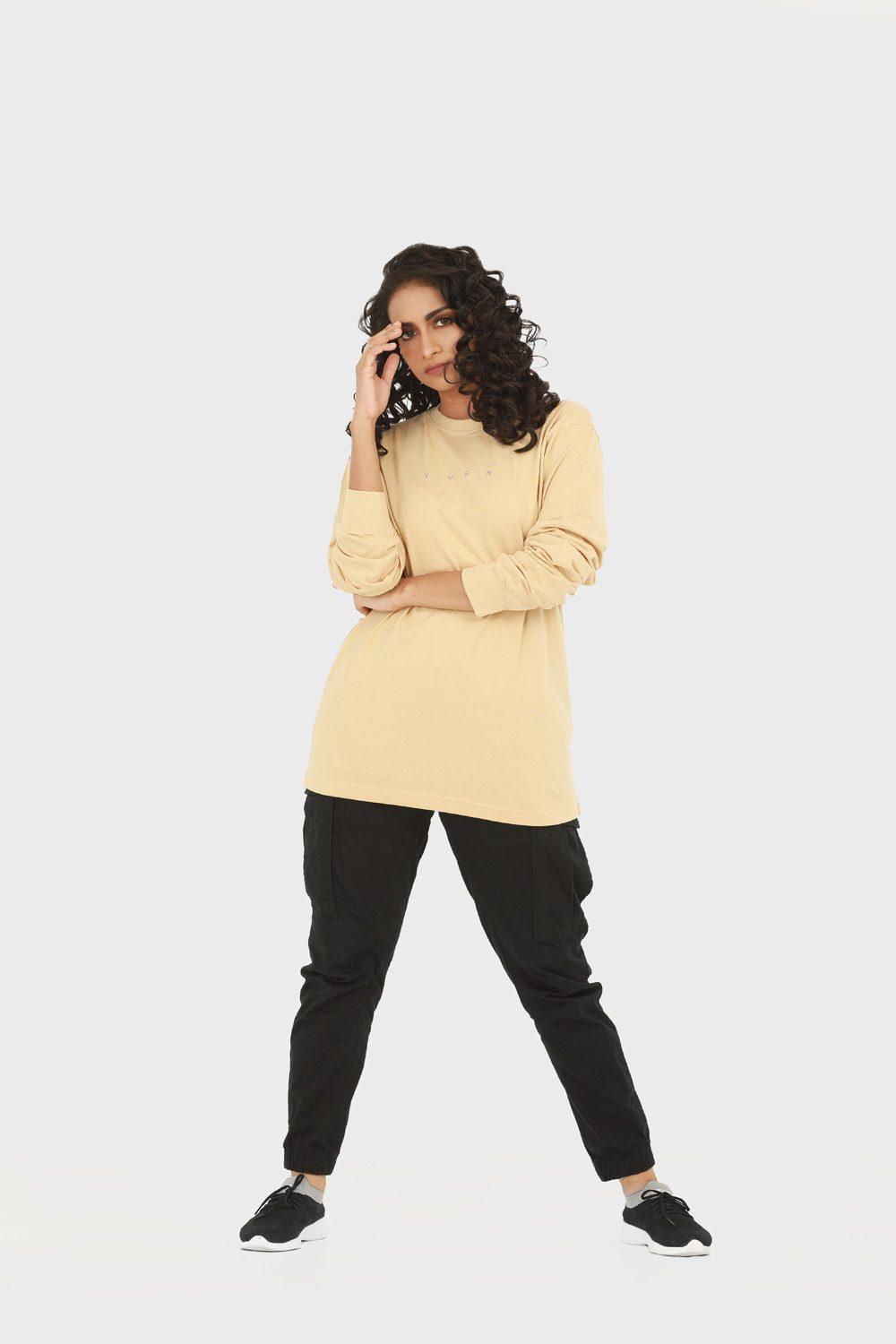 Women's Oversized Long-Sleeves Tee - HIPHOP